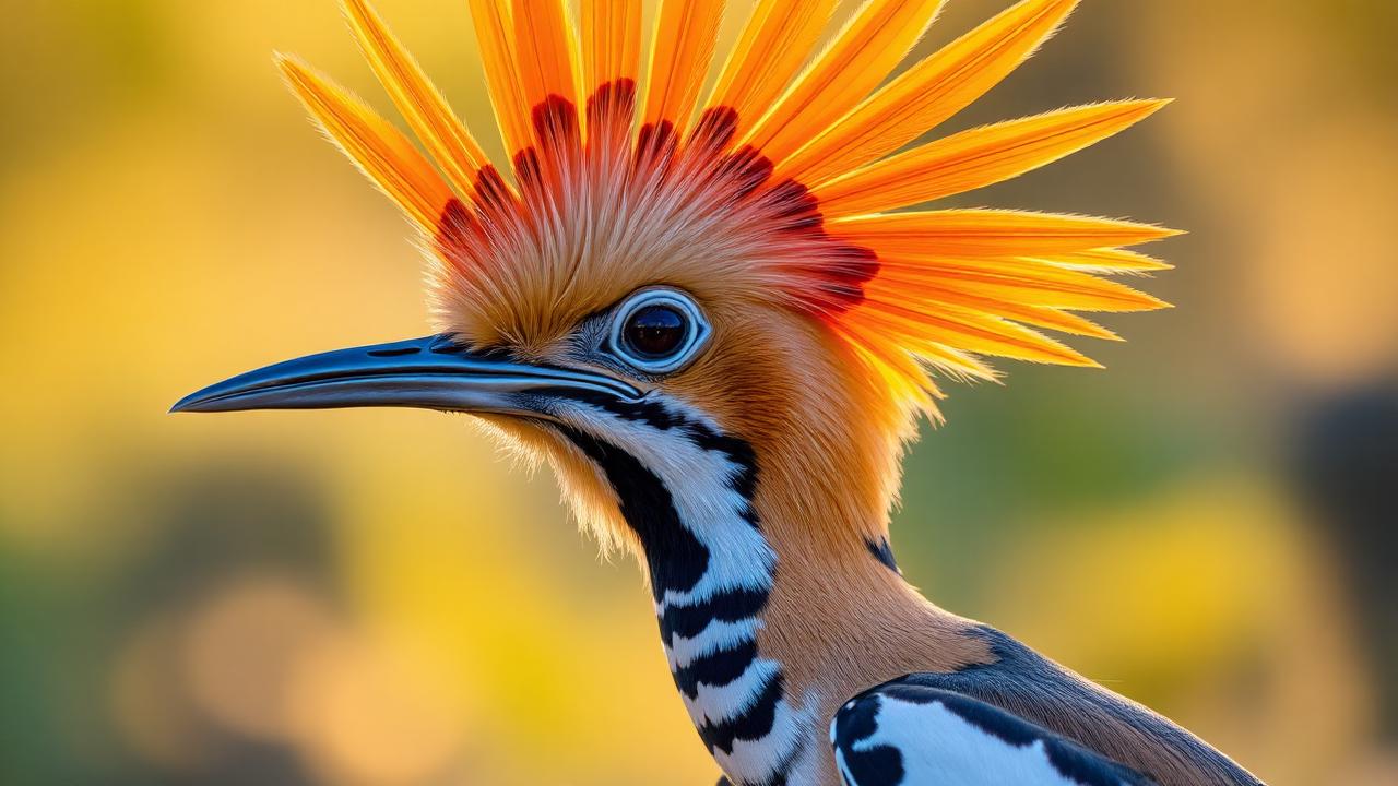 Hoopoe crest deployed