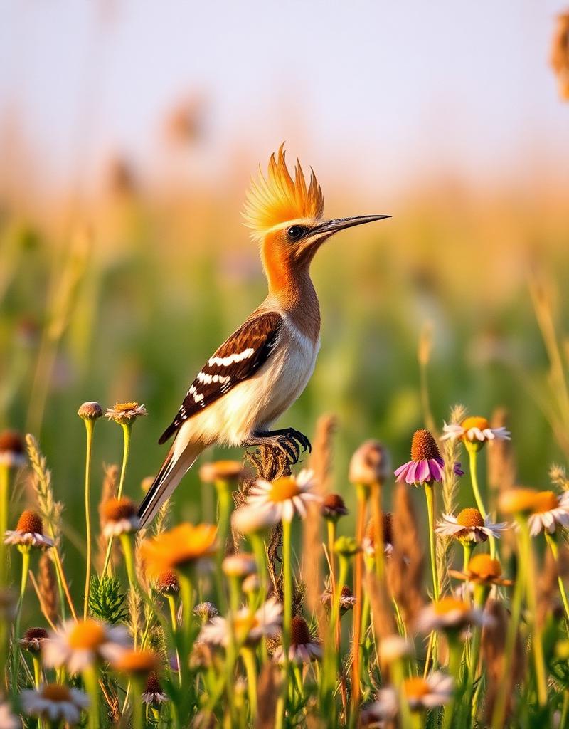 Protected meadow with hoopoe